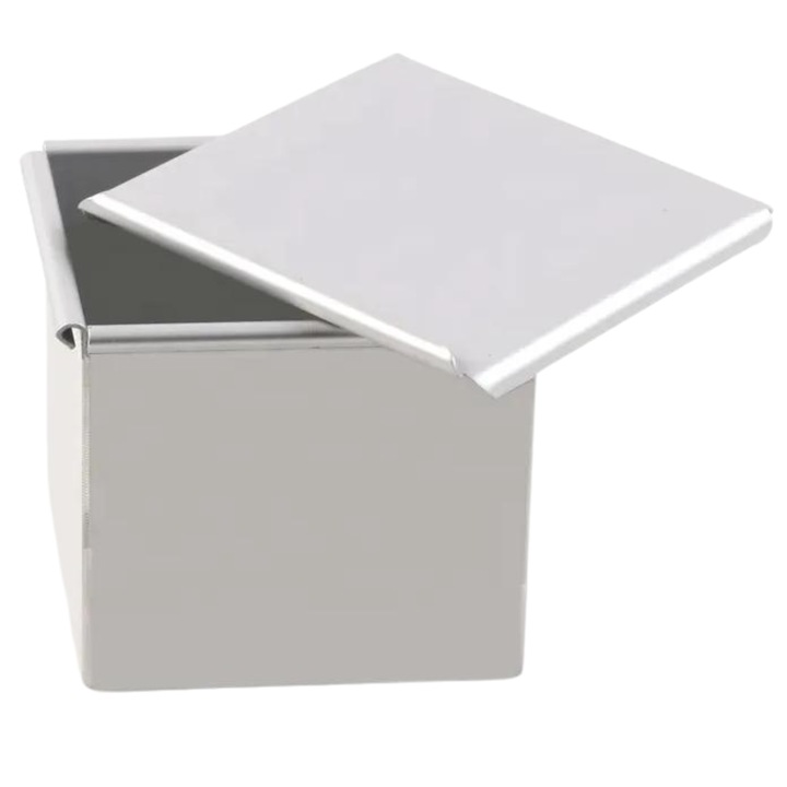 Forma De Cozonac Cub Din Aluminiu, Cu Capac, Pentru Paine Toast, Brioche 10x10x10 cm