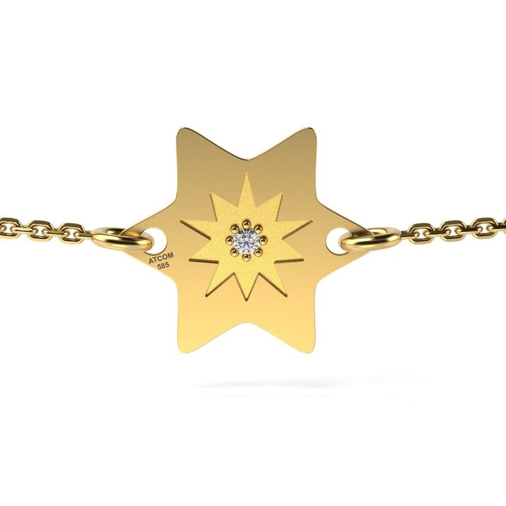 Bratara cu lantisor din aur galben model Steluta norocoasa