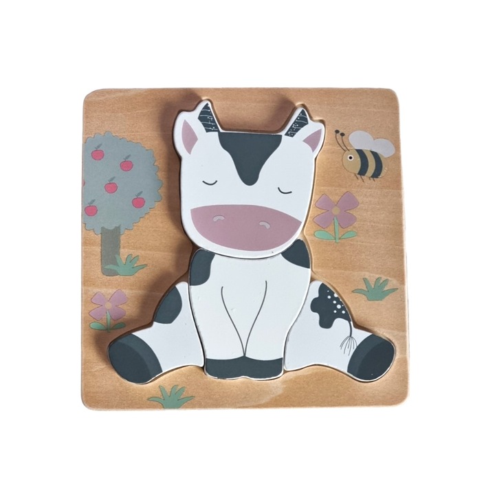 3D beépített fa puzzle, 5 db, Vacuta modell, 3 év +