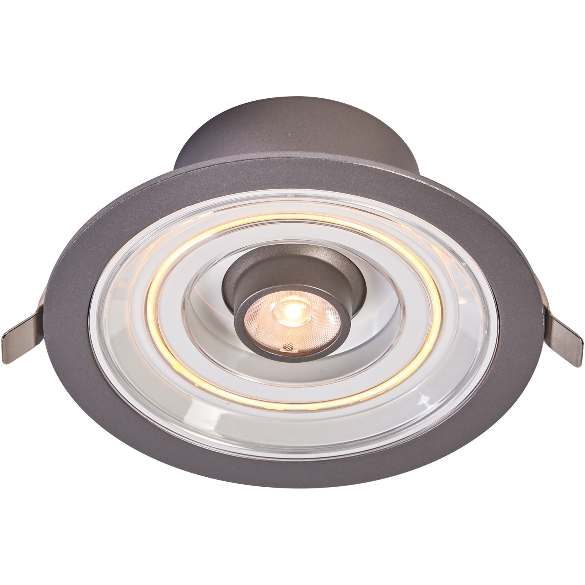 Spot LED incastrabil LEDVACE Décor Echo,filament, 7W, 620 lm, lumina calda (2700K), diamentru 166 mm, IP20, aluminiu, clasa energetica F, Gri