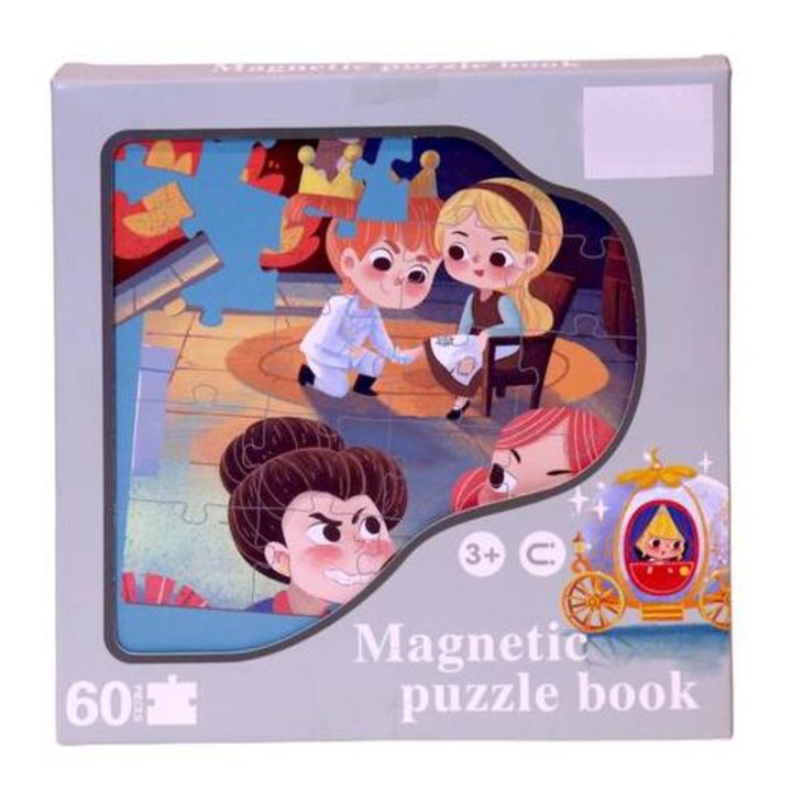 Joc puzzle magnetic, Cenusareasa si pantoful de sticla, 60 piese, SARALMA®