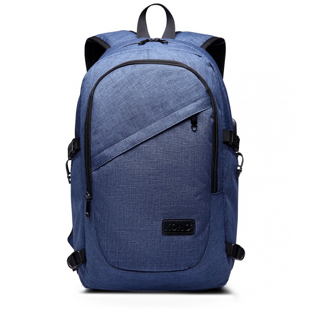Rucsac laptop KONO E6715 poliester rezistent la apa port USB Albastru