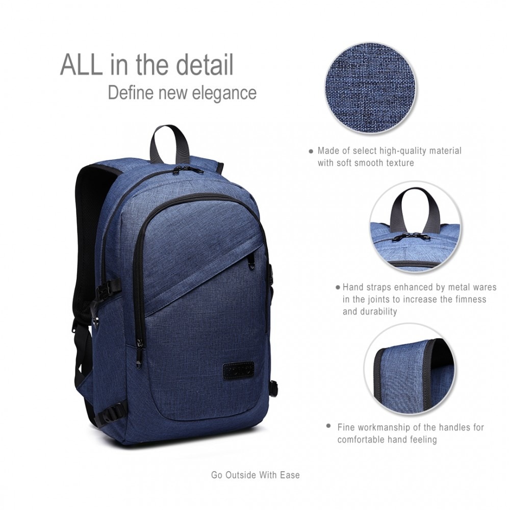 Rucsac laptop KONO E6715 poliester rezistent la apa port USB Albastru