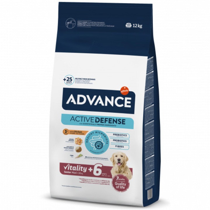 Hrana uscata pentru caini Advance, Maxi Senior Vitality +6, 12 Kg