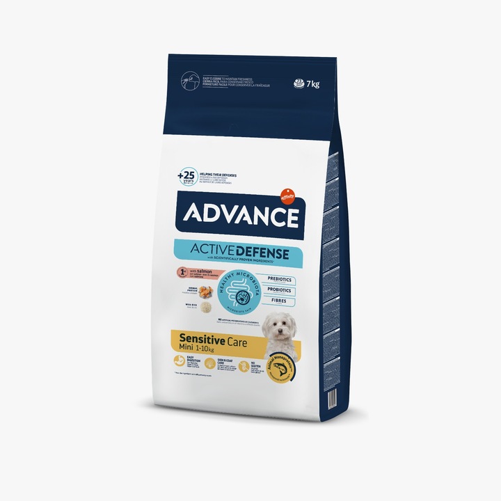 Hrana uscata pentru caini Advance, Mini Sensitive Care, Somon & orez, 7 Kg