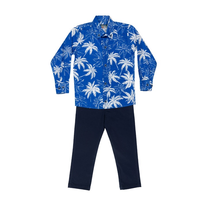 Compleu, Montella, pentru baieti, cu imprimeu , 2 Piese, MG-3028, Albastru