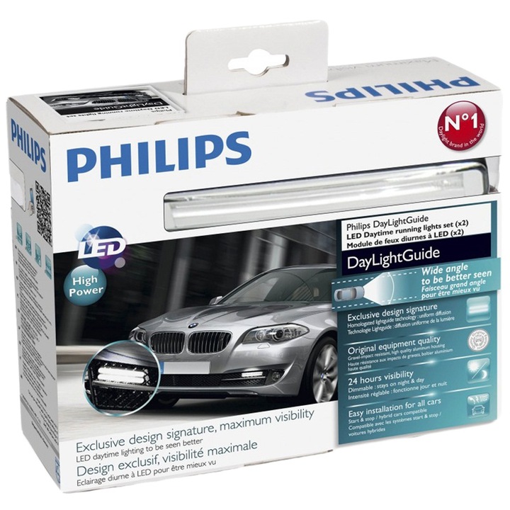 Set 2 module lumini de zi cu LED Philips DRL Guide, 12V, 5W