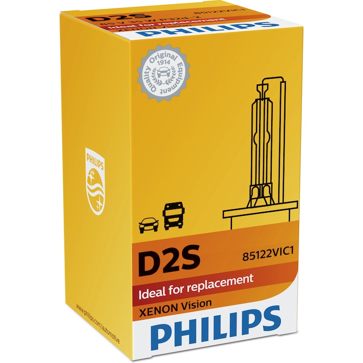 Bombilla Xenon Philips Vision D2S, 85V, 35W - 85122VIC1 - Pro Detailing