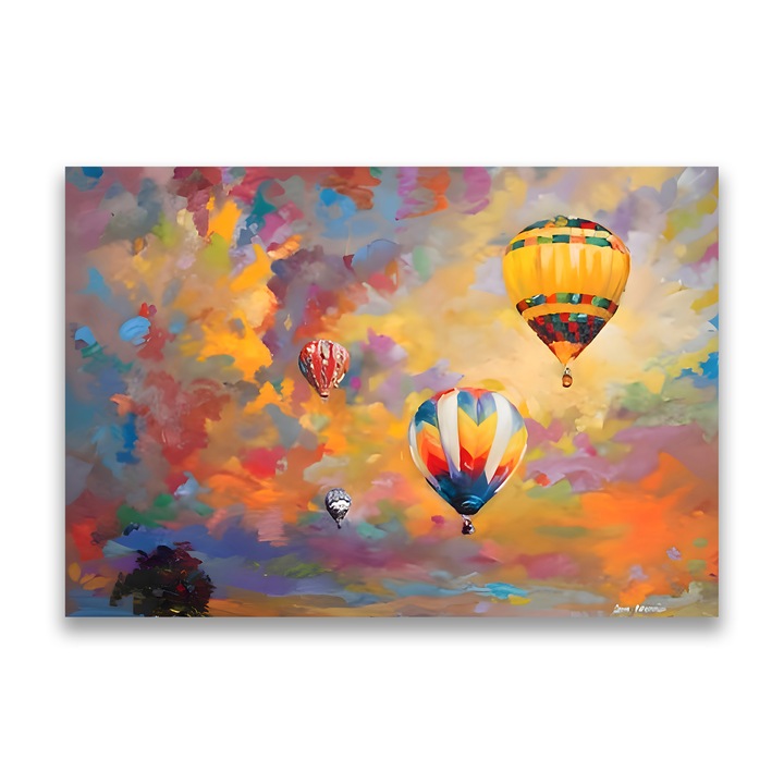 Картина на платно, LuxCanva® A1317, Балони с горещ въздух, 90 X 130 CM, 100% памучно платно 400g/m2, Дървено шаси, Всекидневна, Разходка, Небе, Релаксация, Ваканция, Спалня, Живи цветове