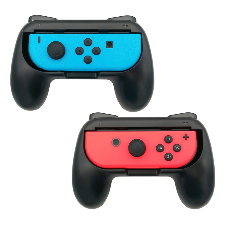 2 db gamepad fogantyú készlet, JENUOS®, ABS, Nintendo Switch/Switch OLED-del kompatibilis, fekete/piros