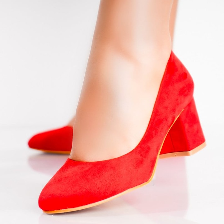 Pantofi, Moda Stil, Azen, Piele ecologica intoarsa, Rosu, 6.5, Rosu