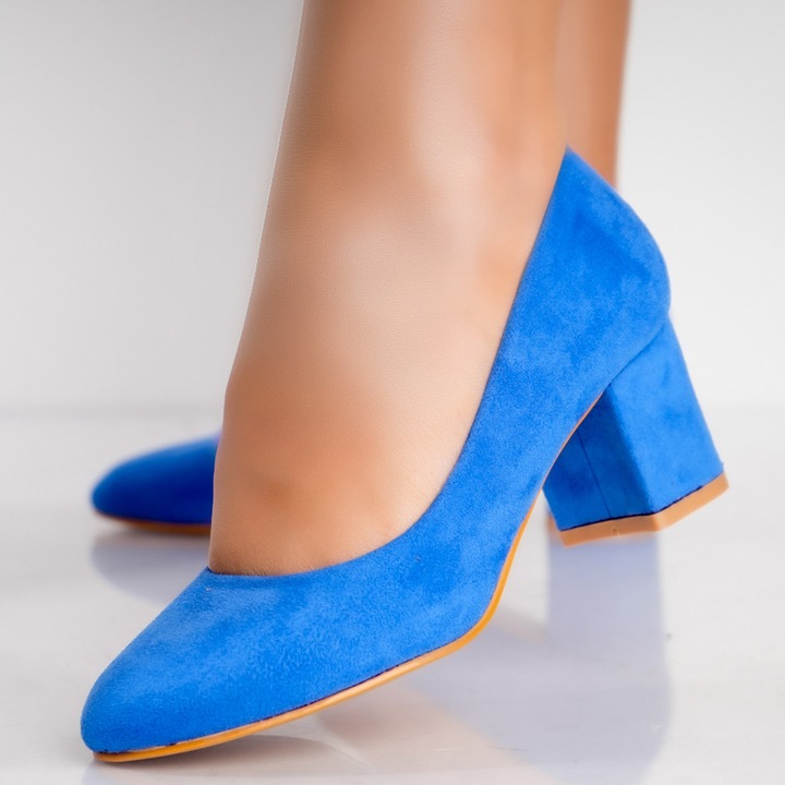 Pantofi, Moda Stil, Azen, Piele ecologica intoarsa, Albastru, 6.5, Albastru