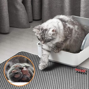 Covor pentru litiera total demontabil Happy Meow, 60x40 cm, colectarea granulelor de nisip, gri