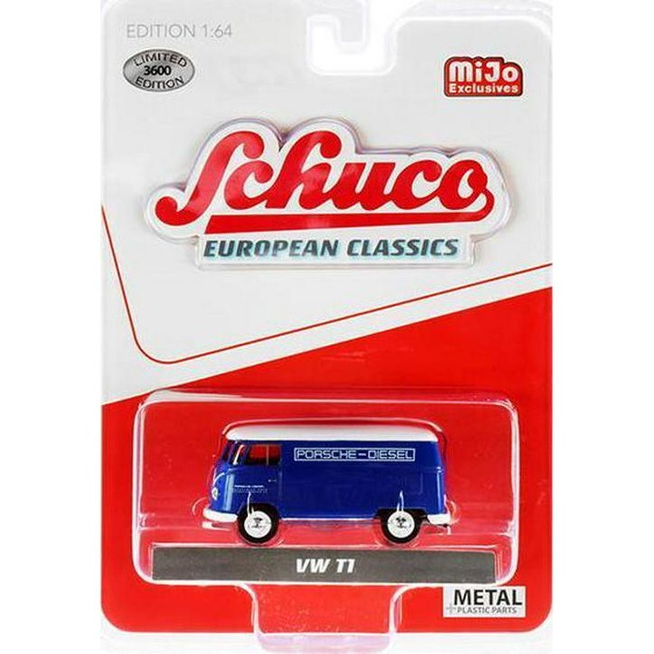 Schuco 1/64 Volkswagen T1 furgon *Porsche-Diesel*, kék/fehér