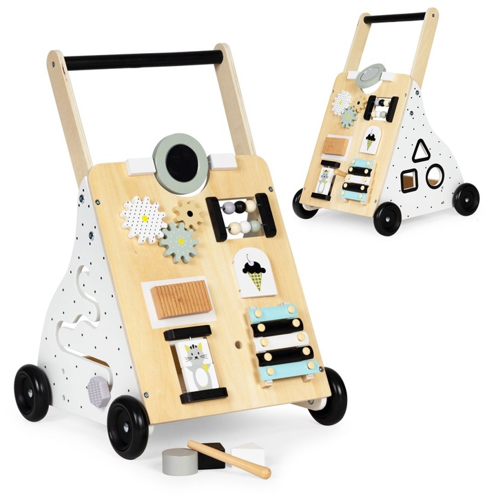 Предварителна проходилка, ECOTOYS, Дърво, Неплъзгащо се, Многоцветно