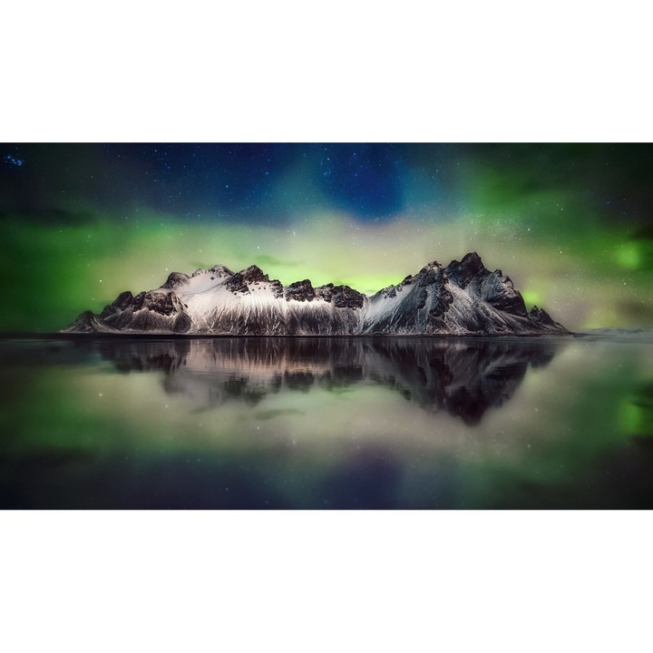Vászonfestmény, Hegyek és Aurora Borealis, 40x30 cm