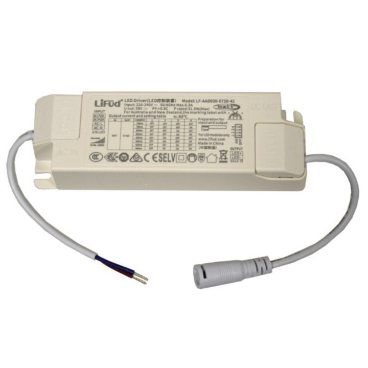 Sursa de alimentare PC, BOWI, 30W, 400-750mA, 9-42V, 142x47x28mm, Alb