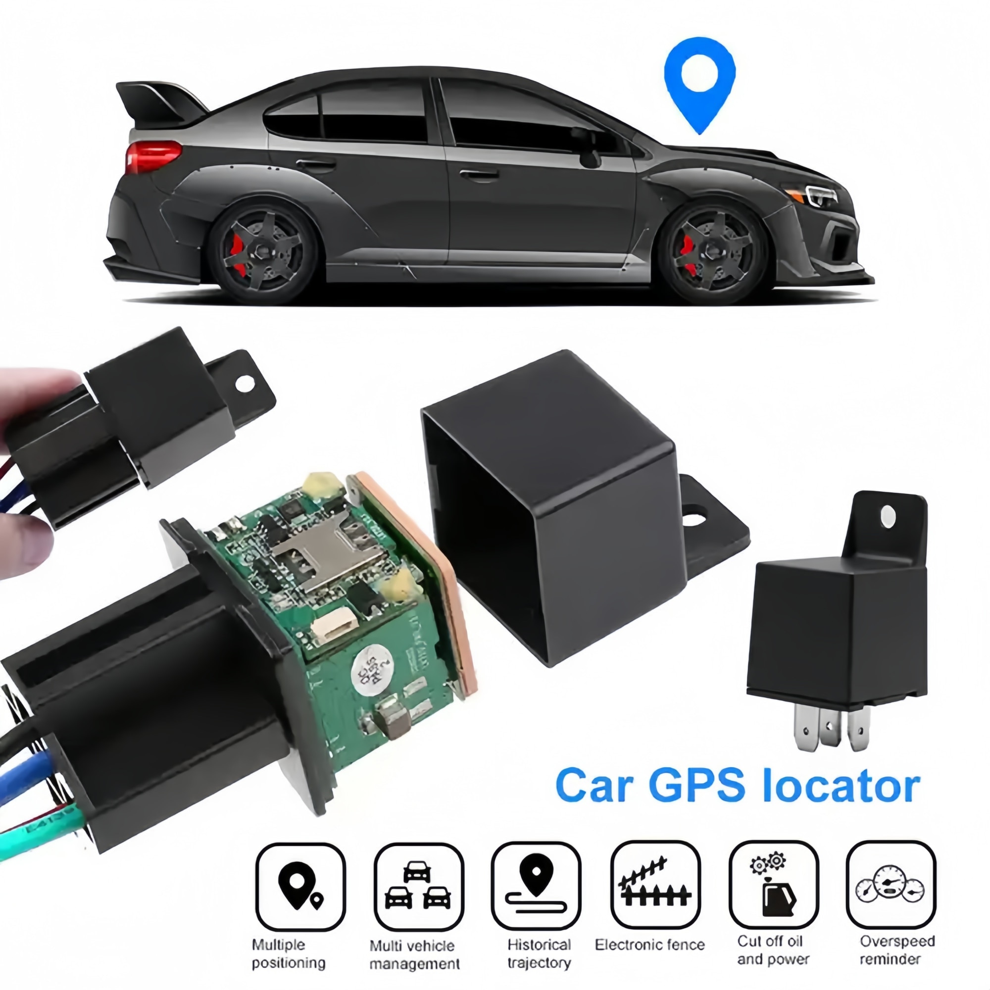 GPS Tracker Relay Shape, SZJY, C13, LBS+AGPS Location, SIM, GPRS, Vehicle Immobilization, iOS и