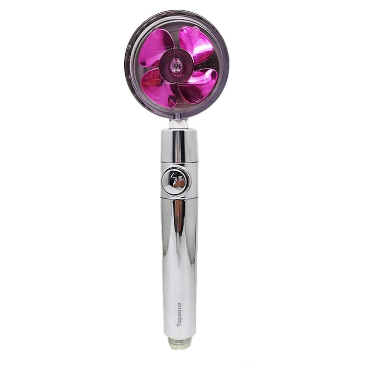 Para Cap de Dus Topaqua® C500, Cu Elice Pentru Presiune Apa, Buton On/Off, Economisire Apa, Jet Uniform, Argintiu