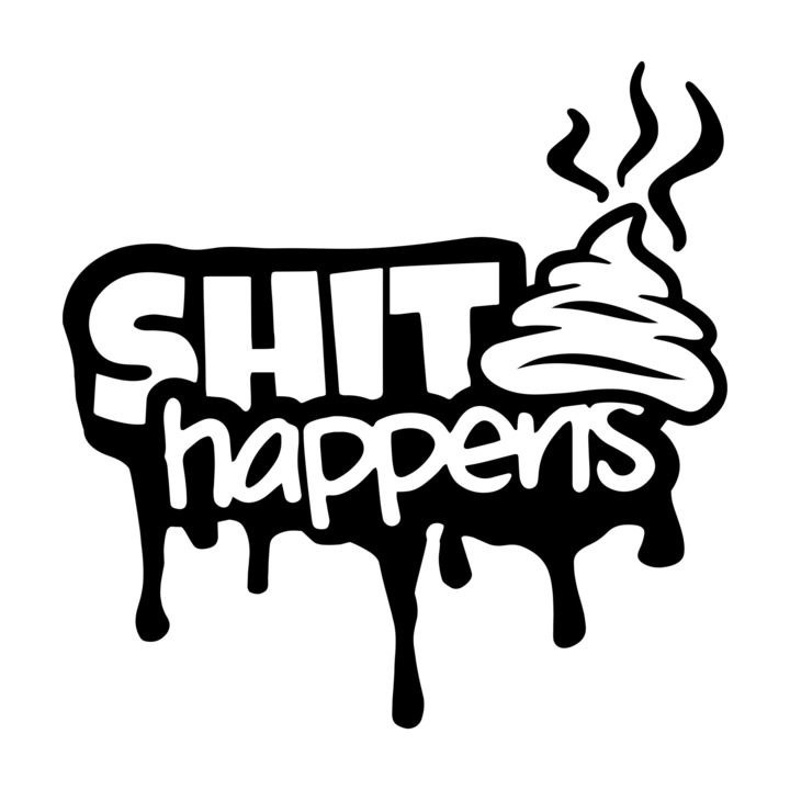 Sticker auto - S**t Happens, 20 cm, Negru, Lucios