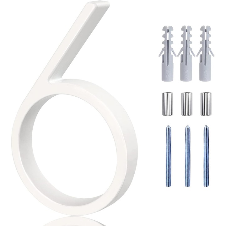 Numar metalic casa, usa, gard, efect de plutire, 3D, modern, interior, exterior, cifra "6" sau "9"