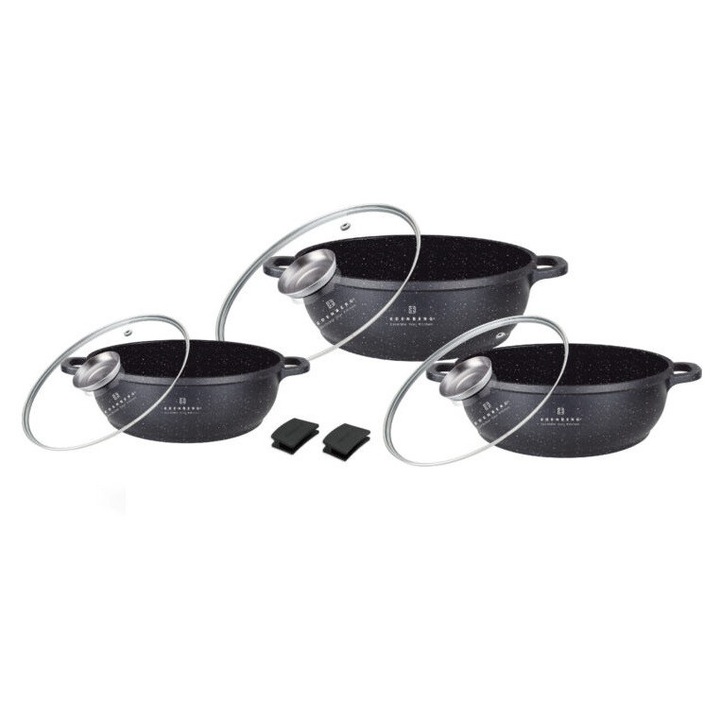 Set de 6 oale antiaderente cu capace de sticla EB-8160