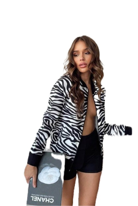 Hanorac subtire dama, casual, bumbac, alb, negru, one size INTL