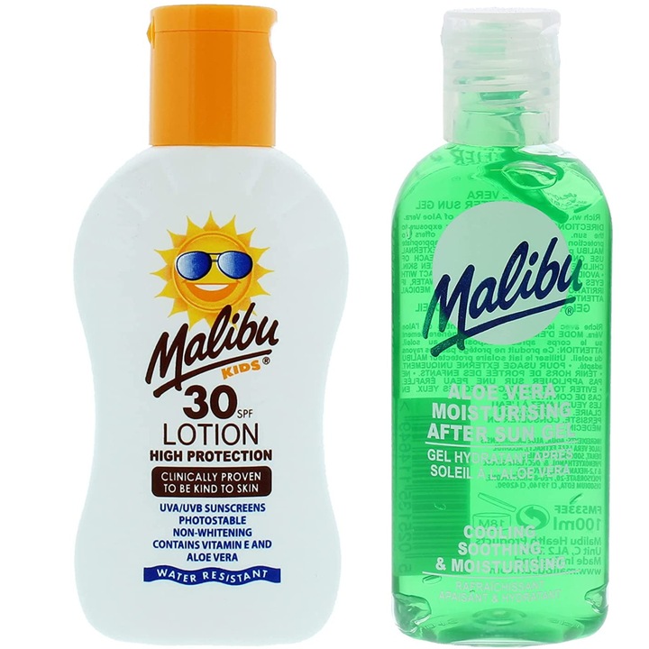 Set balsam/gel pentru bronz cu SPF, Malibu, 2x100 ml