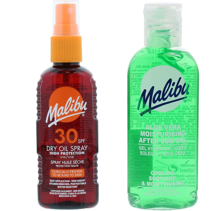 Set ulei/gel pentru bronz cu SPF, Malibu, 2x100 ml