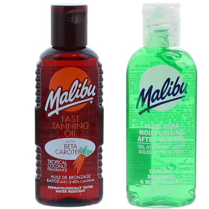 Set ulei/gel pentru bronz cu SPF, Malibu, 2x100 ml