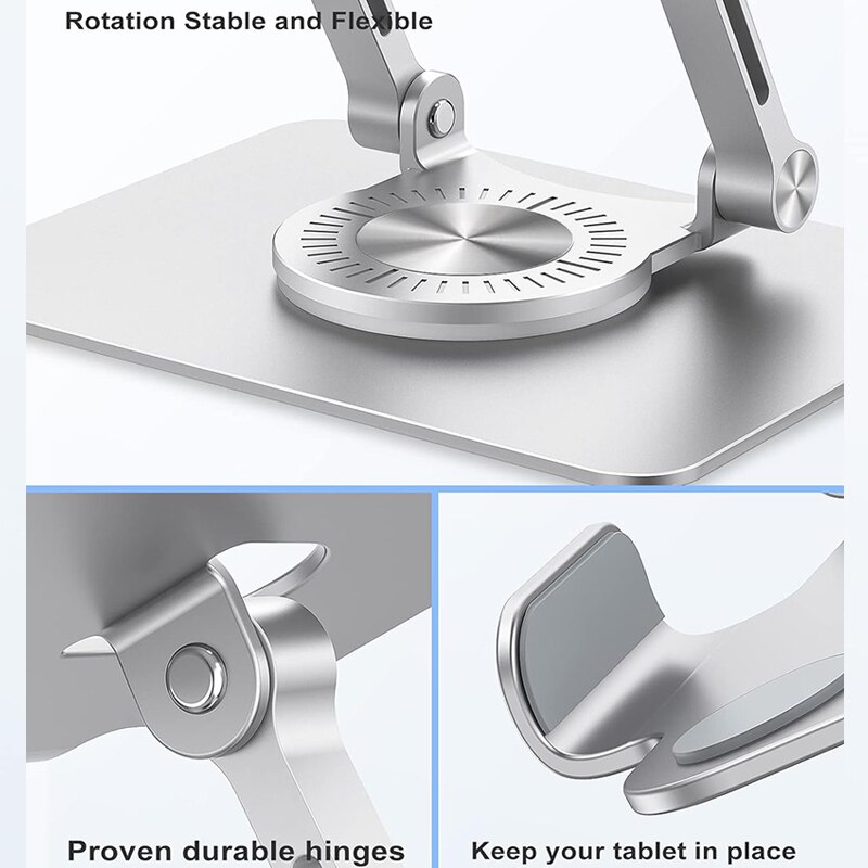 Support Tablette Pliable 360° – Pour IPad, Kindle – Rotation, Portable, Bureau