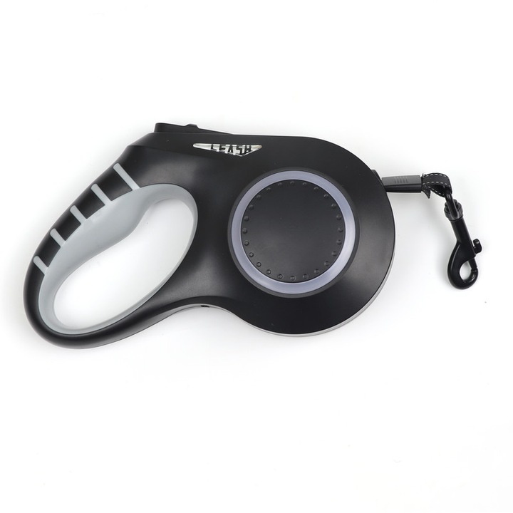 Behúzható kutyapóráz, iPetba, LED, Fekete