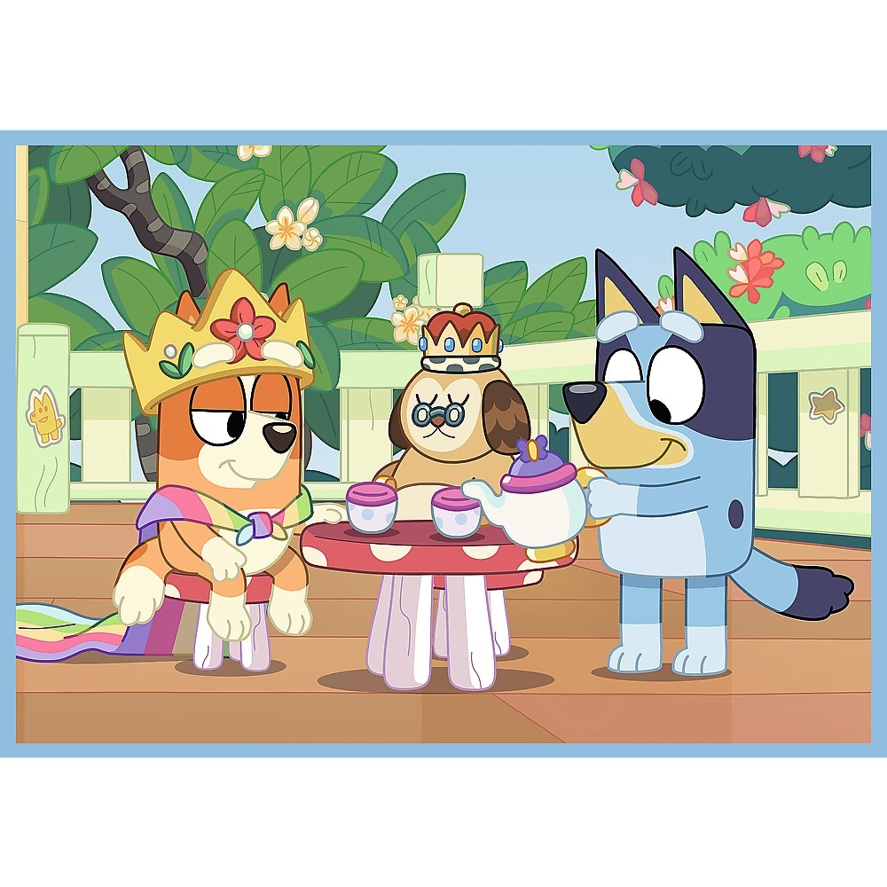 Puzzle Trefl 4 in 1 - Bluey, Lumea lui Bluey, 12/15/20/24 piese - eMAG.ro