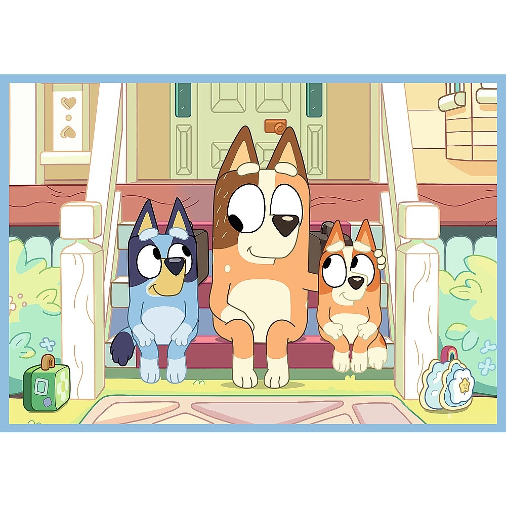 Puzzle Trefl 4 in 1 - Bluey, Lumea lui Bluey, 12/15/20/24 piese - eMAG.ro