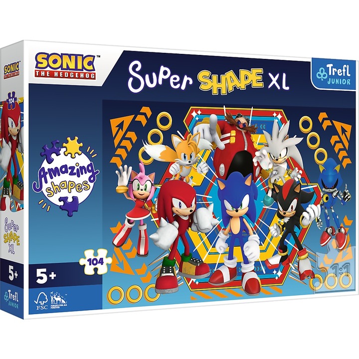 Пъзел Trefl Junior Super Shape XL, Sonic, 104 части