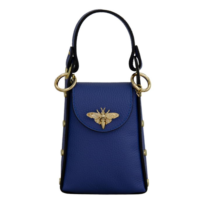 Geanta crossbody din piele naturala Eva Bags, Amy albastru cobalt, 12x18x6