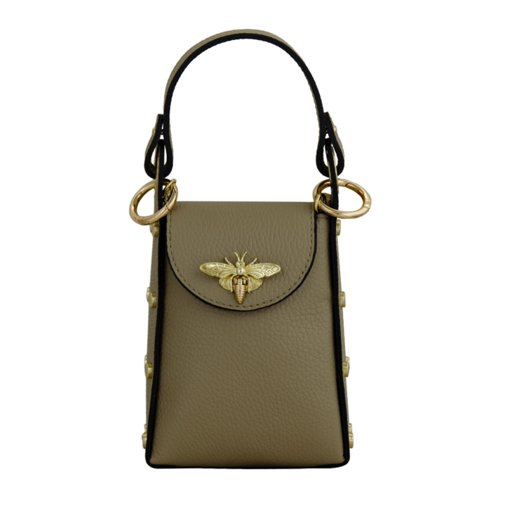 Geanta crossbody din piele naturala Eva Bags, Amy bej inchis, 12x18x6