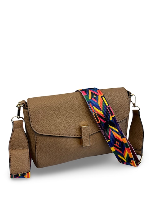 Geanta dama crossbody de piele ecologica, 23x15x8 cm, crem