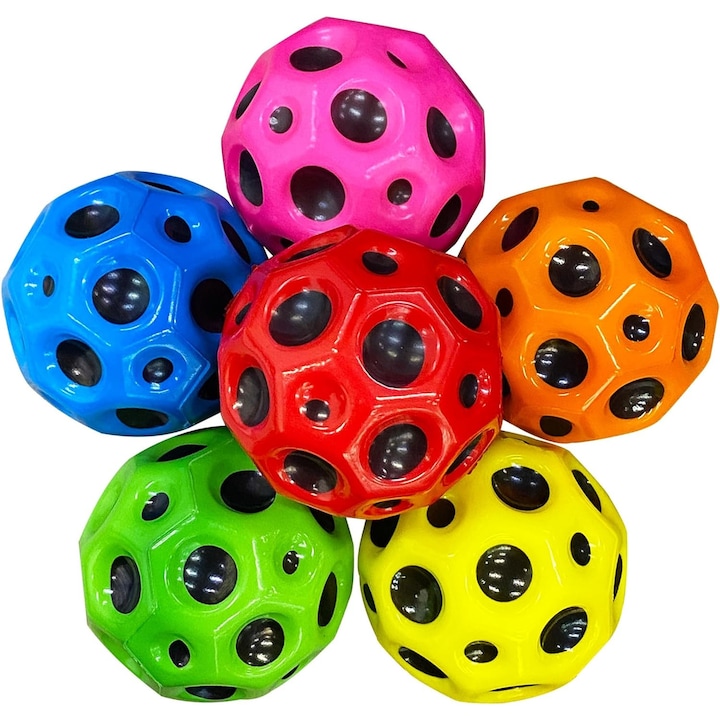 Подскачаща топка, JENUOS®, Комплект от 6 части, Дунапрен, 7 см, Многоцветен
