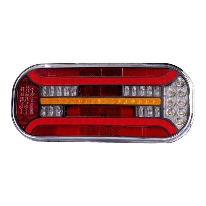 Lampa stop, 302x130, LED, 6 functii, cu ceata, mers inapoi si semnalizare dinamica, cu mufa, dreapta FT-600 P DI, Bajonet 6 pini, Fristom