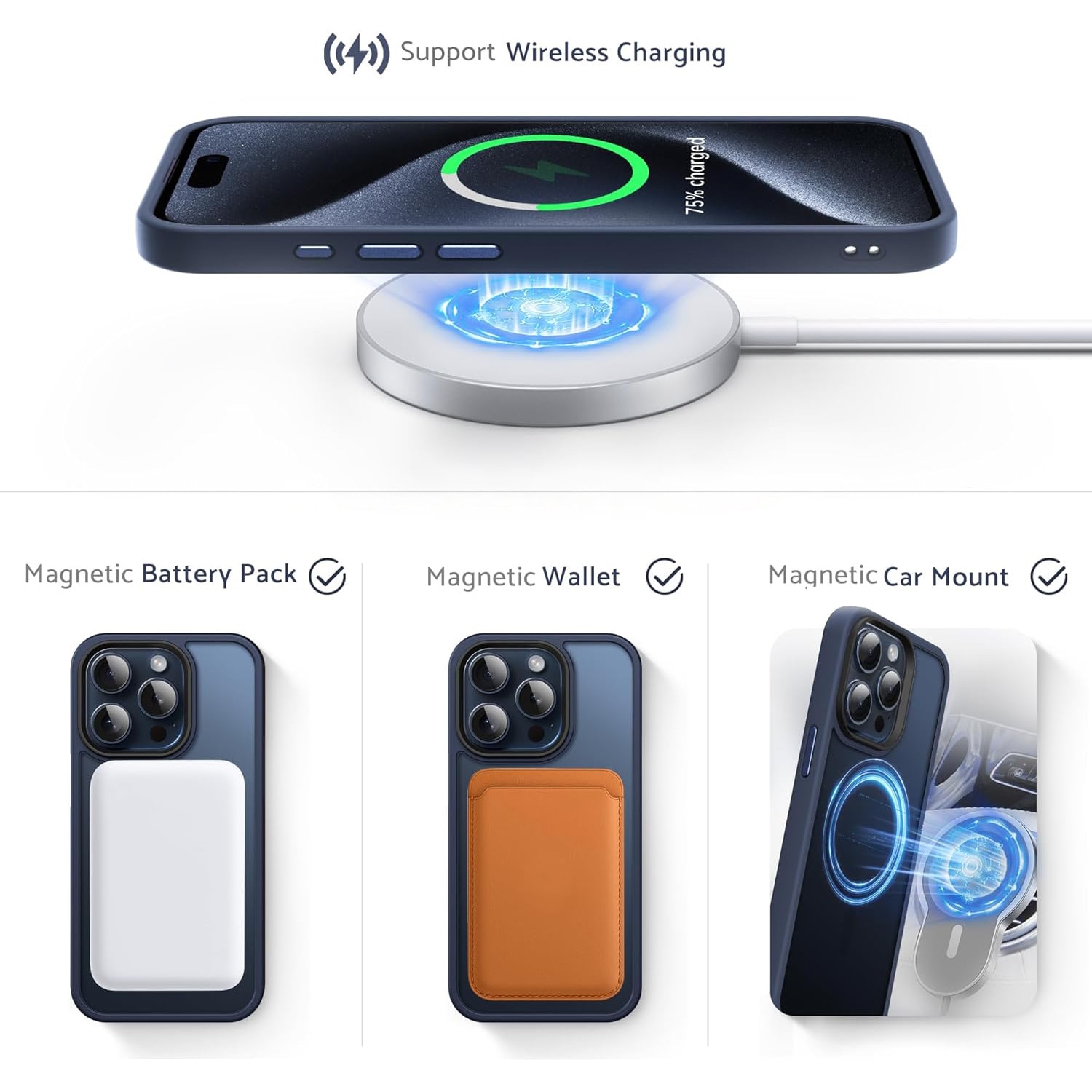 Husa pentru IPhone 15 PRO MAX, MobileSmart MagSafe, Hybrid ultra slim, carcasa spate Antisoc, hardcase, Blue