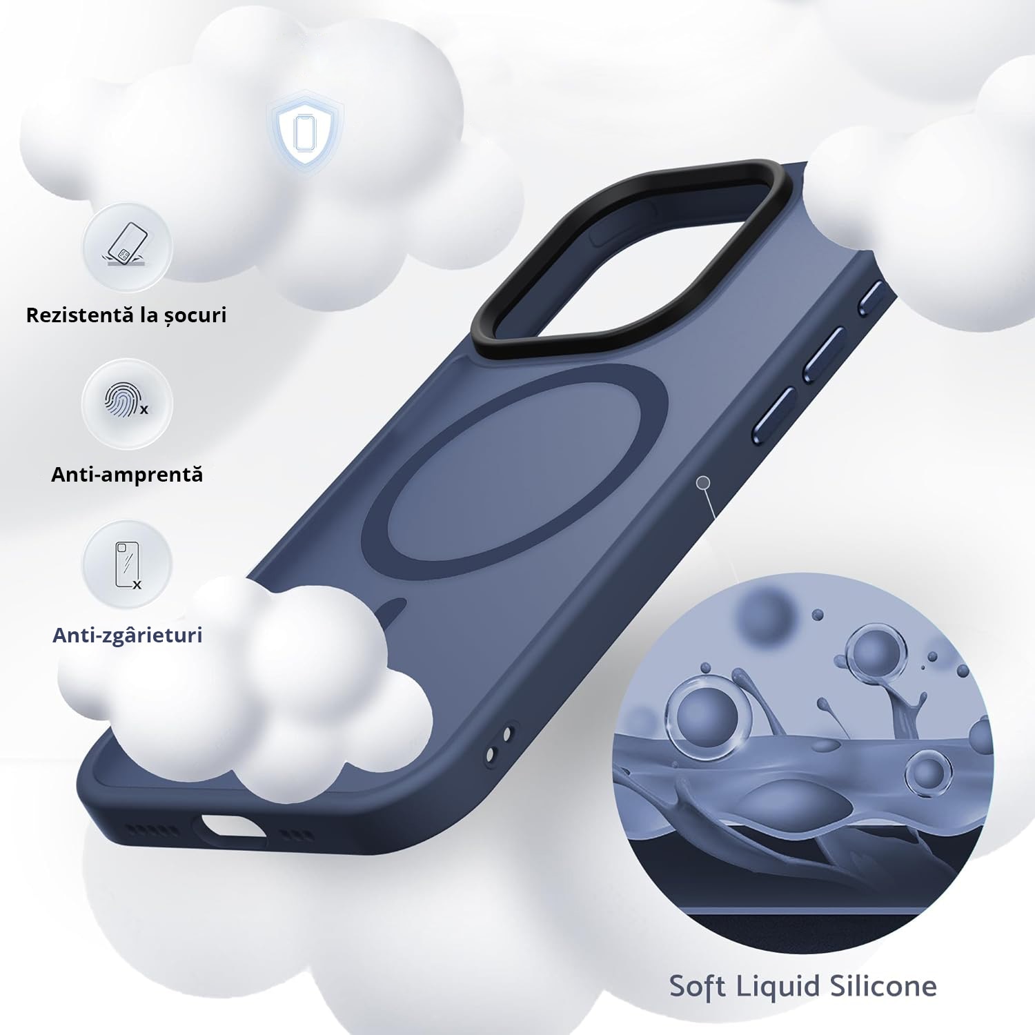 Husa pentru IPhone 15 PRO MAX, MobileSmart MagSafe, Hybrid ultra slim, carcasa spate Antisoc, hardcase, Blue