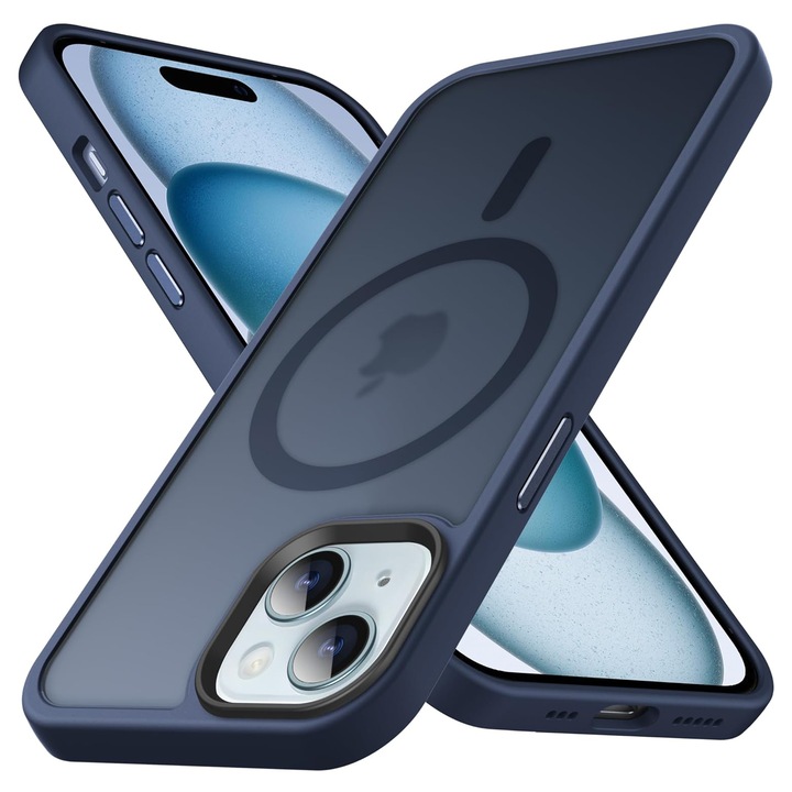 Husa pentru IPhone 15, MobileSmart MagSafe, Hybrid ultra slim, carcasa spate Antisoc, hardcase, Blue