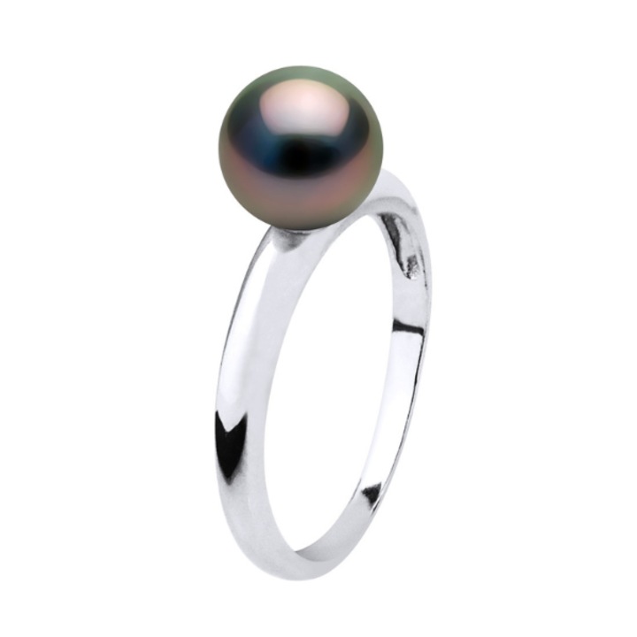 Inel cu perla de Tahiti, calitate A+, 7-8 mm, aur alb