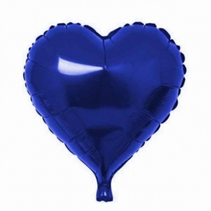 Balon folie, inima, albastru, 45 cm, Decor Petrecere Copii, Folie Rezistenta, Umflare Aer sau Heliu, WOW Shop