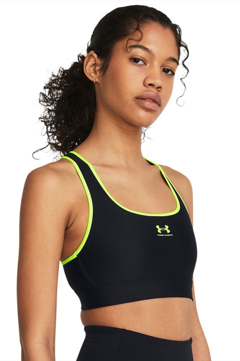 Under Armour, Bustiera pentru fitness Authentics, Negru/Verde lime