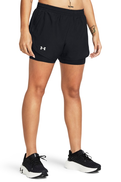 Under Armour, Шорти за бягане Fly-By с дизайн 2 в 1, Черен