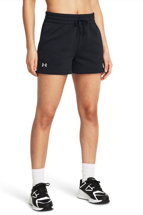 Under Armour, Къс фитнес панталон Rival с памук, Черен