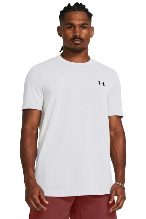 Under Armour, Tricou fara cusaturi pentru fitness Vanish, Alb/Negru