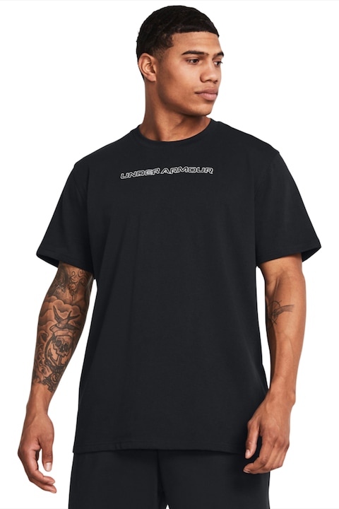 Under Armour, Tricou lejer cu logo, pentru antrenament Heavyweight, Negru